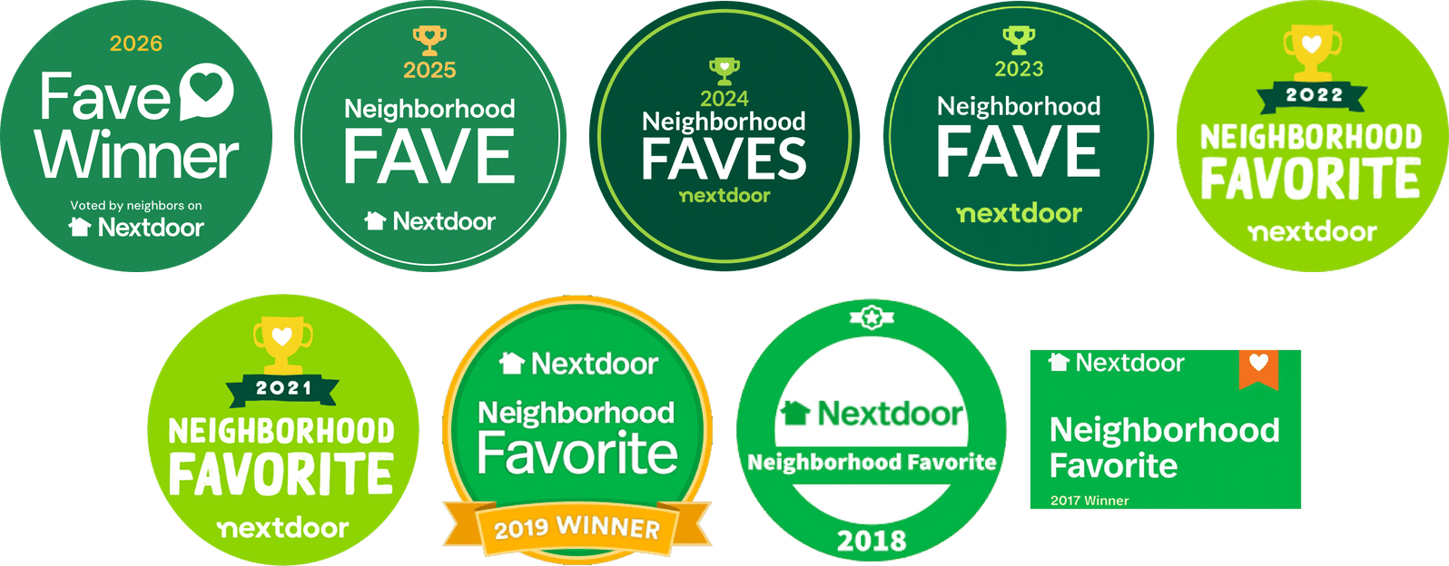 Plumbco Nextdoor Neighborhood Fave winner 2017, 2018, 2019, 2021, 2022, 2023, 2024, 2025 and 2026